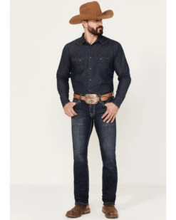 Rock & Roll Denim Men's Rifle Dark Vintage Wash Skinny Reflex Denim Jeans -Western Cowboy Supplies 2000386199 416 P3