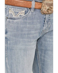 Rock & Roll Denim Men's Revolver Light Vintage Wash Slim Straight Reflex Denim Jeans -Western Cowboy Supplies 2000386200 412 P4