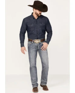 Rock & Roll Denim Men's Pistol Medium Vintage Wash Straight Leg Denim Jeans -Western Cowboy Supplies 2000386204 414 P3