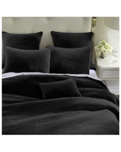 HiEnd Accents Black Stonewashed Cotton & Velvet 3-Piece King Quilt Set
