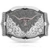 Montana Silversmiths Cracked Earth Monochrome Longhorn Buckle -Western Cowboy Supplies 2000396074 040 P1