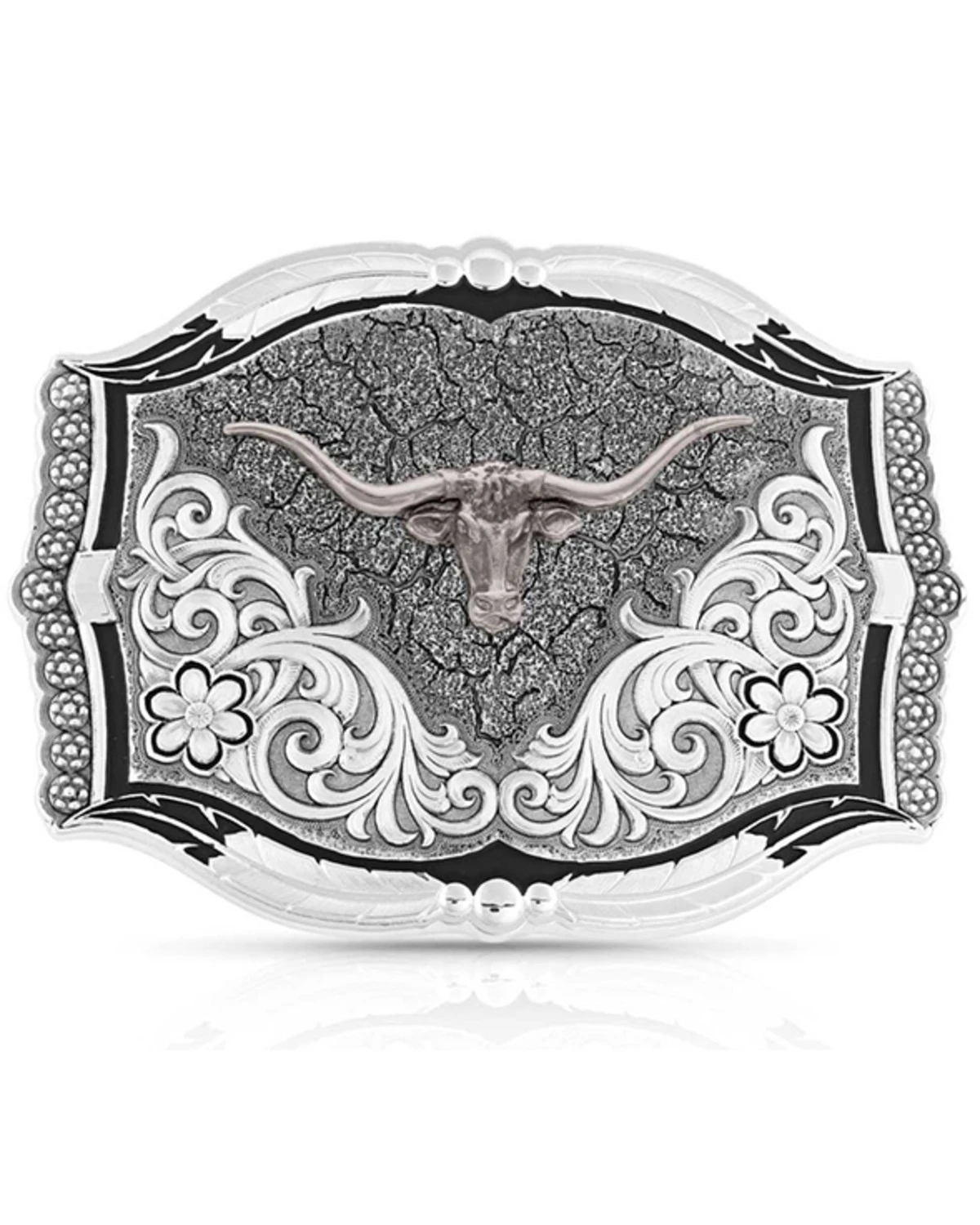 Montana Silversmiths Cracked Earth Monochrome Longhorn Buckle 3 Montana Silversmiths Cracked Earth Monochrome Longhorn Buckle