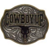 Montana Silversmiths "Cowboy Up" Longhorn Attitude Buckle -Western Cowboy Supplies 290892 LW P1