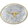 Montana Silversmiths 1350 Series German Silver Longhorn Western Belt Buckle -Western Cowboy Supplies 290C98 94 P1